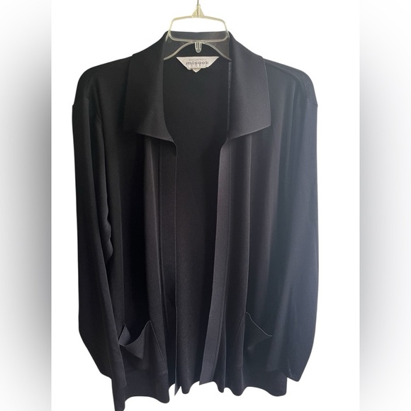 Misook NWOT Cardigan Sweater Womens Top Black Open Longline Capsule Normcore Lrg - Picture 1 of 6